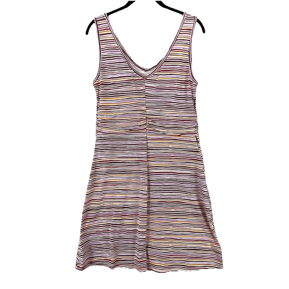 Title Nine Tank Dress Womens M Multicolor Striped V Neck Strappy Jersey Pockets